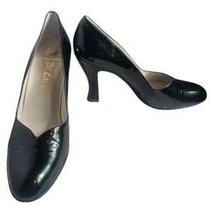 DELMAN Emerald Green Patent Leather Classic Pump 9M Italy